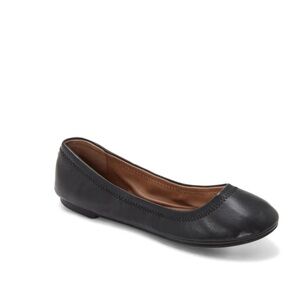 Lucky Brand Emmie Classic Comfy Leather Black Women's Ballet Core Flat Size 7.5